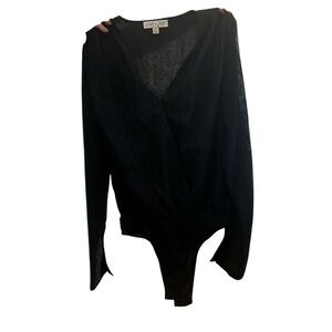 She + Sky Black Lace Bodysuit Top
